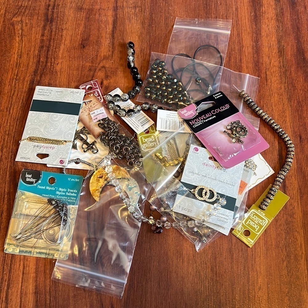 Jewelry making beading supplies, closures, chains, pendants, charms 21 pieces